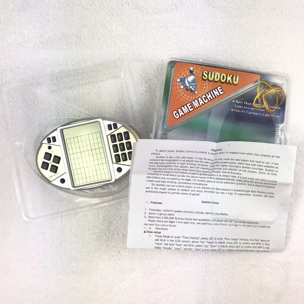 Sudoku Pocket Video Game Handheld Electronic Grid Boxes Digital Puzzle Tested